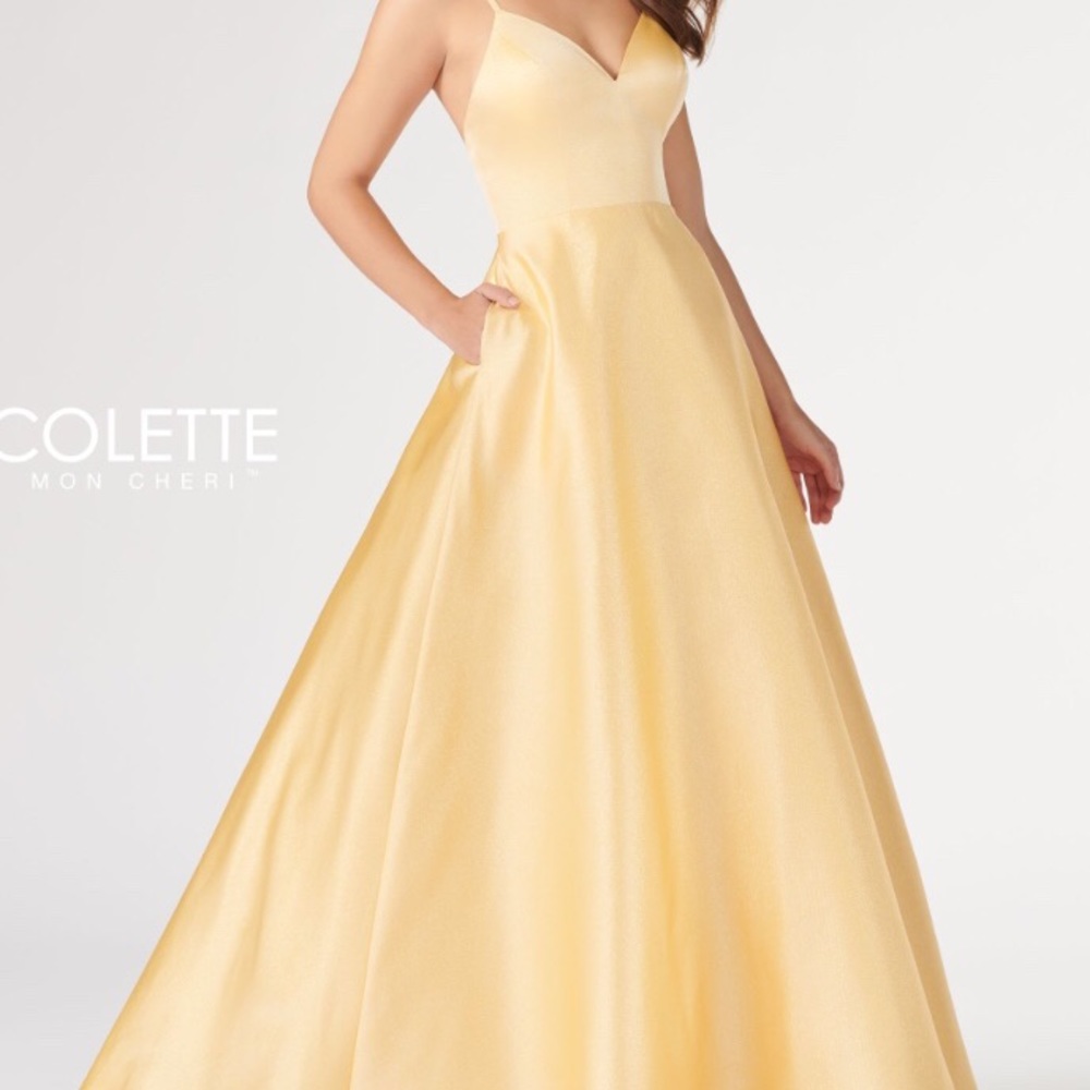 Mon Cheri Yellow NEW prom long Dress